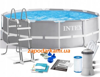 Каркасный бассейн Intex (366 см х 99 см) + лестница + фильтр-насос, 2673